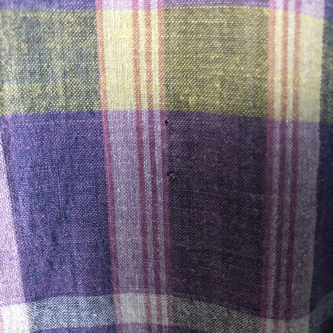 Ralph Lauren POLO by Ralph Lauren Madras Check Short Sleeve Cotton Check Shirt, Men's Size L cotton purple type Vintage Second Hand