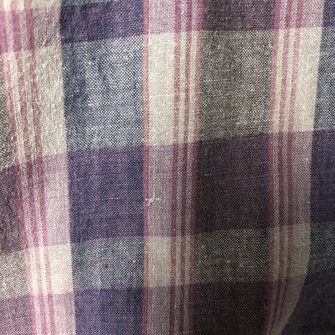 Ralph Lauren POLO by Ralph Lauren Madras Check Short Sleeve Cotton Check Shirt, Men's Size L cotton purple type Vintage Second Hand
