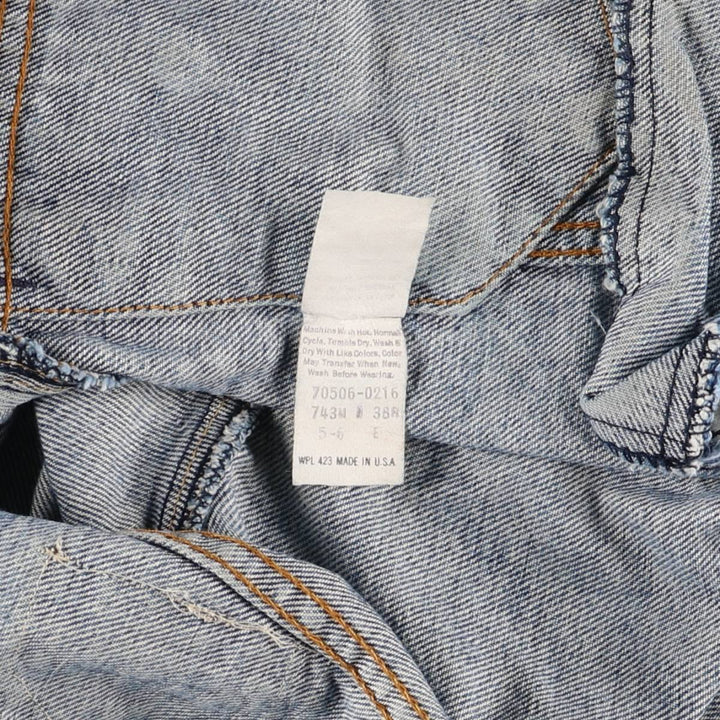 1980'S Levi's 70506-0216 Stars and Stripes Iron Maiden Custom Denim Jacket, Made in USA, Men's Size Small unclear blue type Vintage Second Hand