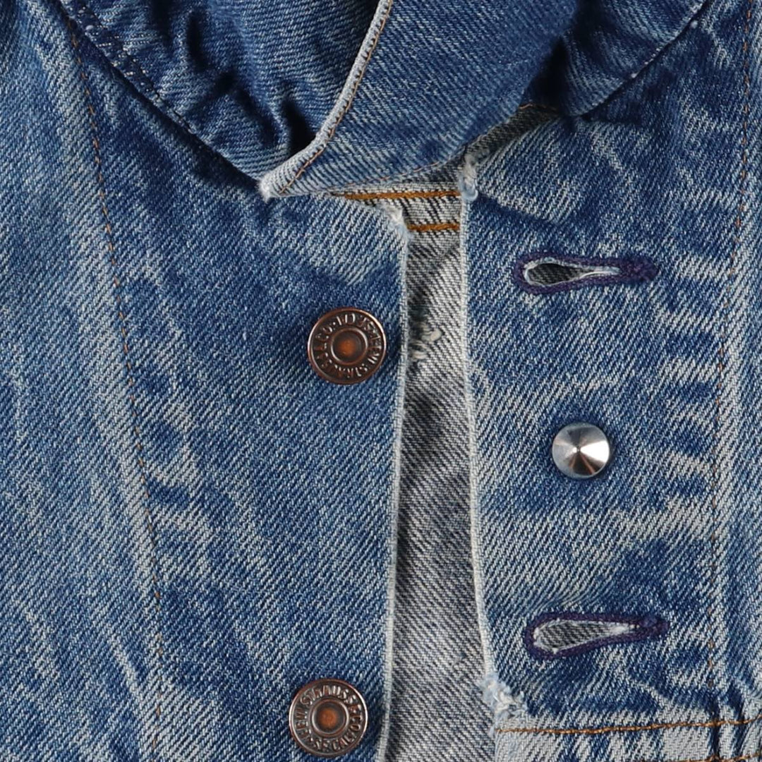 1980'S Levi's 70506-0216 Stars and Stripes Iron Maiden Custom Denim Jacket, Made in USA, Men's Size Small unclear blue type Vintage Second Hand