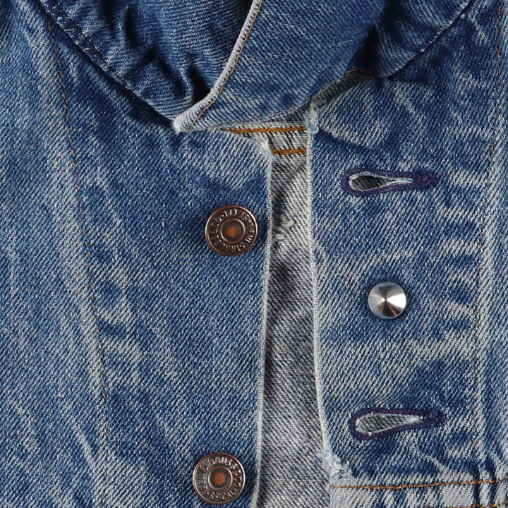1980'S Levi's 70506-0216 Stars and Stripes Iron Maiden Custom Denim Jacket, Made in USA, Men's Size Small unclear blue type Vintage Second Hand