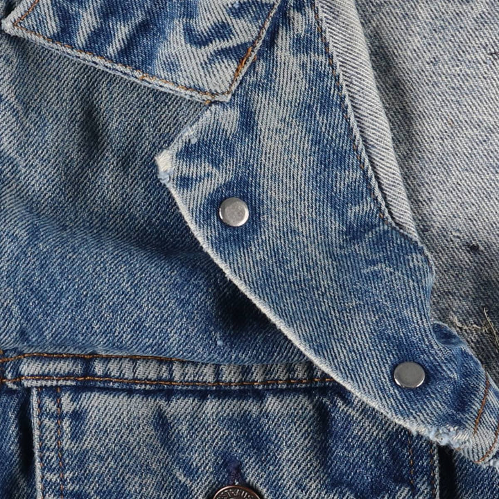 1980'S Levi's 70506-0216 Stars and Stripes Iron Maiden Custom Denim Jacket, Made in USA, Men's Size Small unclear blue type Vintage Second Hand