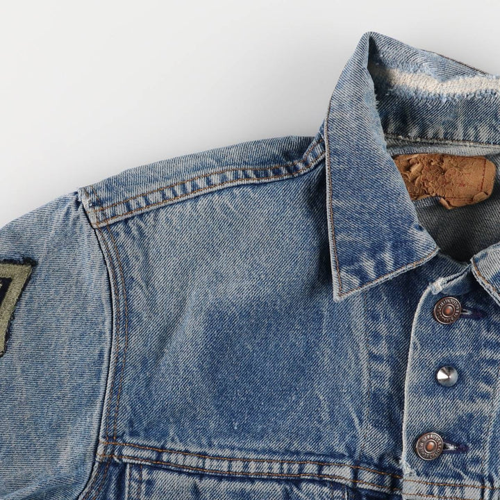 1980'S Levi's 70506-0216 Stars and Stripes Iron Maiden Custom Denim Jacket, Made in USA, Men's Size Small unclear blue type Vintage Second Hand