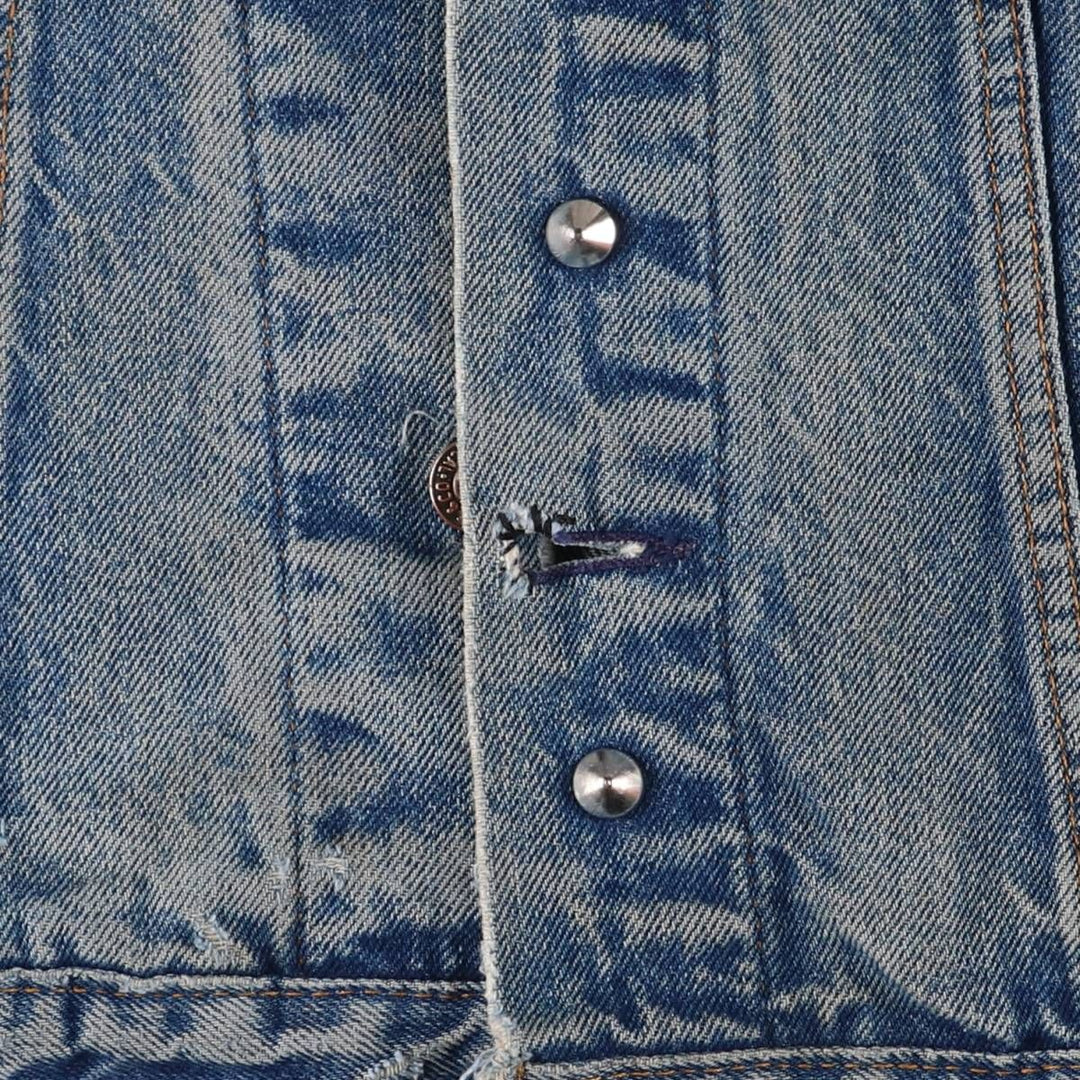 1980'S Levi's 70506-0216 Stars and Stripes Iron Maiden Custom Denim Jacket, Made in USA, Men's Size Small unclear blue type Vintage Second Hand