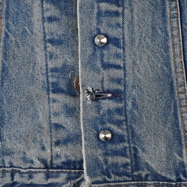 1980'S Levi's 70506-0216 Stars and Stripes Iron Maiden Custom Denim Jacket, Made in USA, Men's Size Small unclear blue type Vintage Second Hand