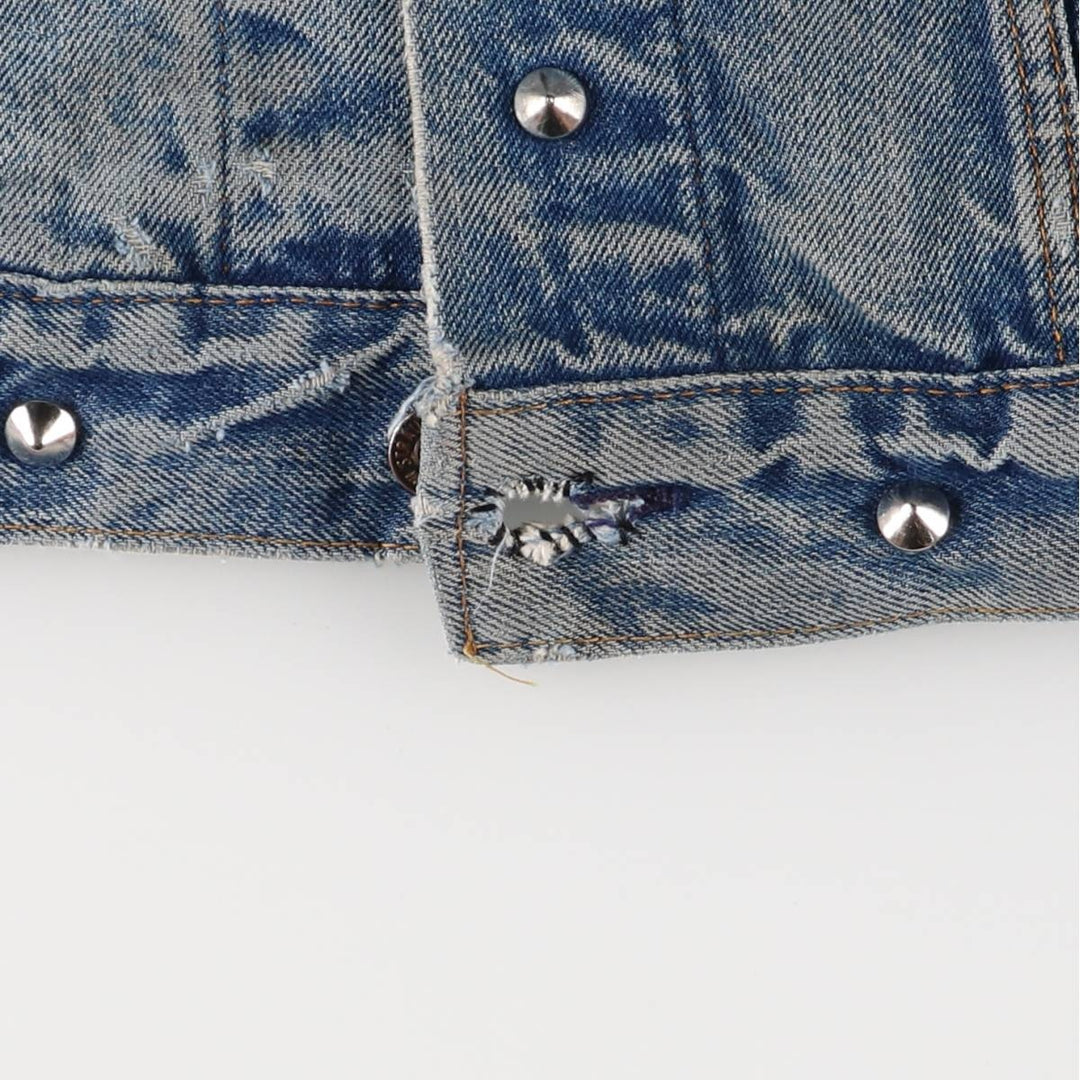 1980'S Levi's 70506-0216 Stars and Stripes Iron Maiden Custom Denim Jacket, Made in USA, Men's Size Small unclear blue type Vintage Second Hand