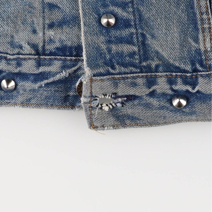 1980'S Levi's 70506-0216 Stars and Stripes Iron Maiden Custom Denim Jacket, Made in USA, Men's Size Small unclear blue type Vintage Second Hand