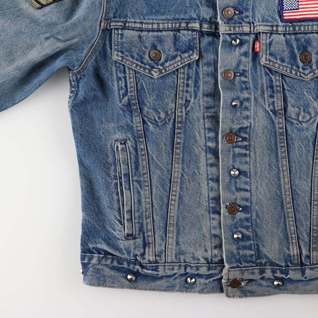 1980'S Levi's 70506-0216 Stars and Stripes Iron Maiden Custom Denim Jacket, Made in USA, Men's Size Small unclear blue type Vintage Second Hand