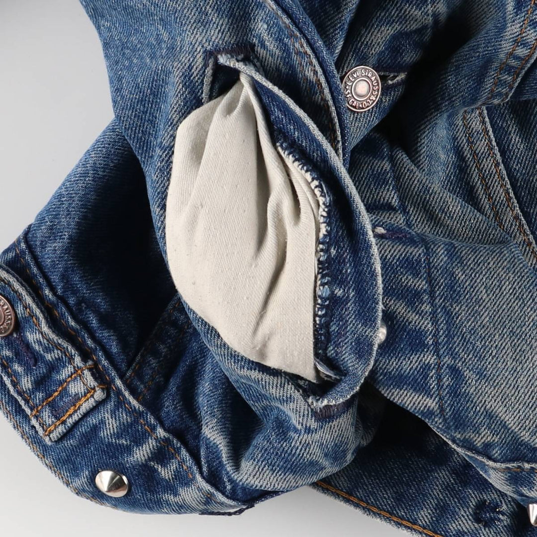 1980'S Levi's 70506-0216 Stars and Stripes Iron Maiden Custom Denim Jacket, Made in USA, Men's Size Small unclear blue type Vintage Second Hand