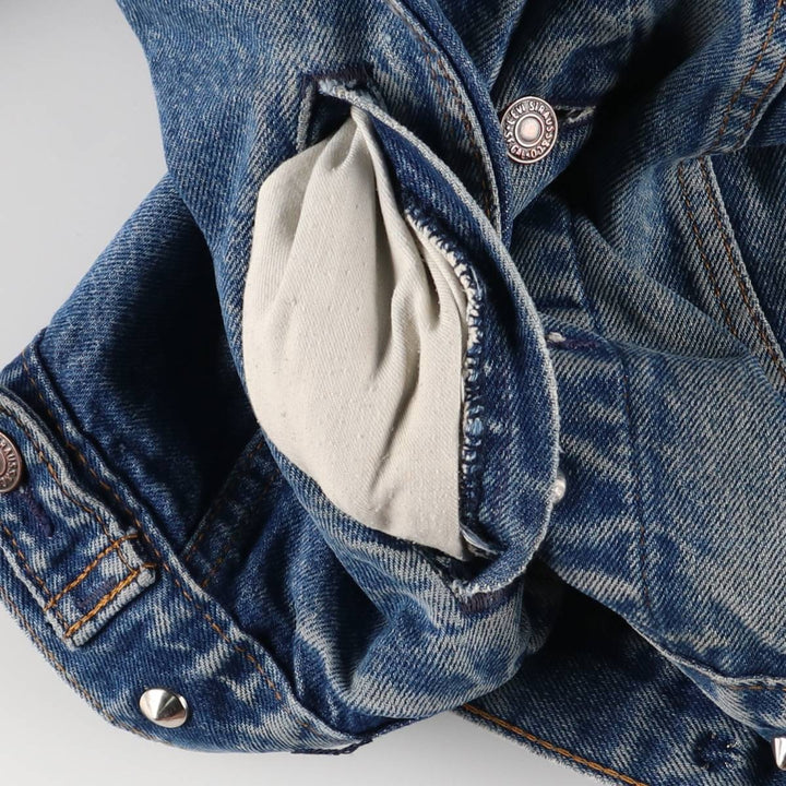 1980'S Levi's 70506-0216 Stars and Stripes Iron Maiden Custom Denim Jacket, Made in USA, Men's Size Small unclear blue type Vintage Second Hand