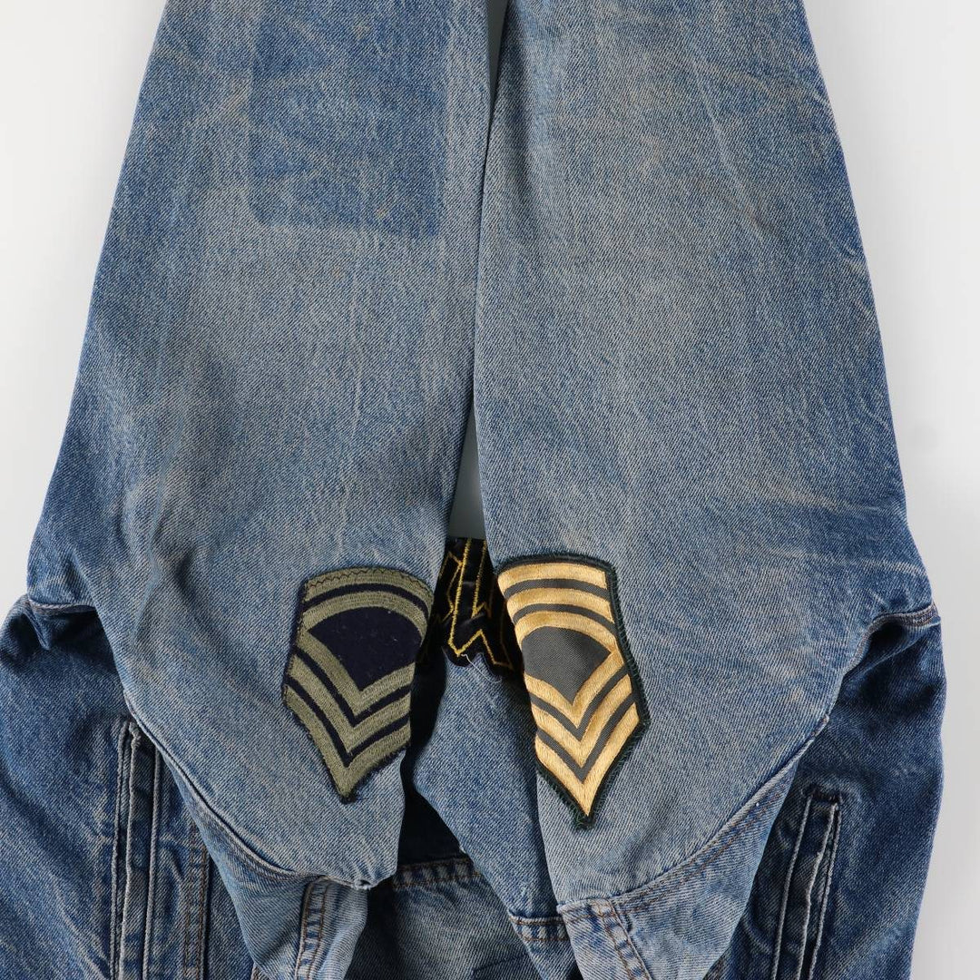 1980'S Levi's 70506-0216 Stars and Stripes Iron Maiden Custom Denim Jacket, Made in USA, Men's Size Small unclear blue type Vintage Second Hand