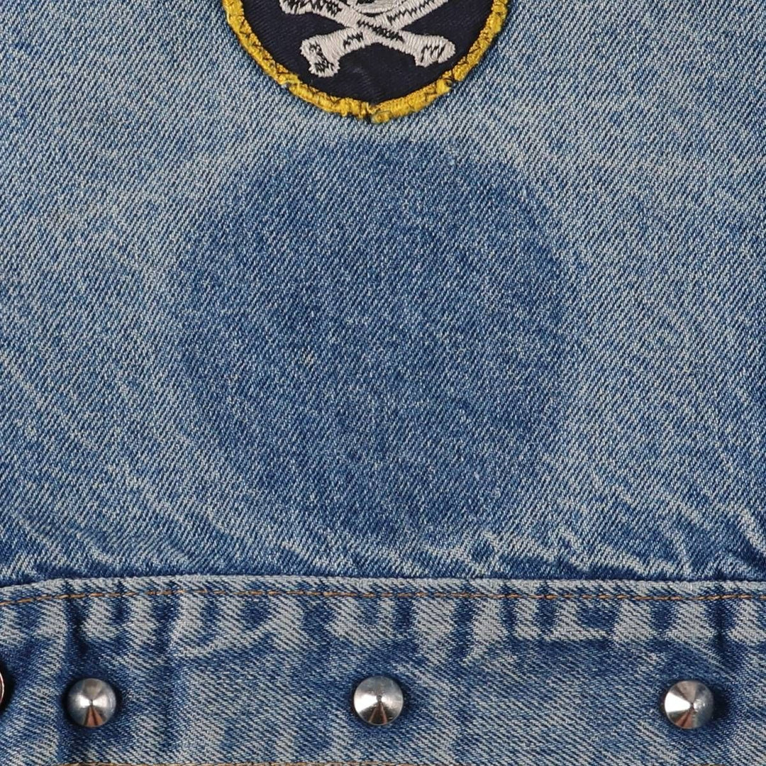 1980'S Levi's 70506-0216 Stars and Stripes Iron Maiden Custom Denim Jacket, Made in USA, Men's Size Small unclear blue type Vintage Second Hand