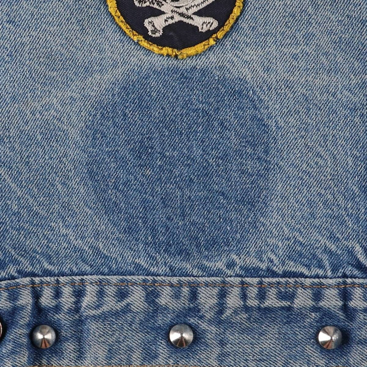 1980'S Levi's 70506-0216 Stars and Stripes Iron Maiden Custom Denim Jacket, Made in USA, Men's Size Small unclear blue type Vintage Second Hand