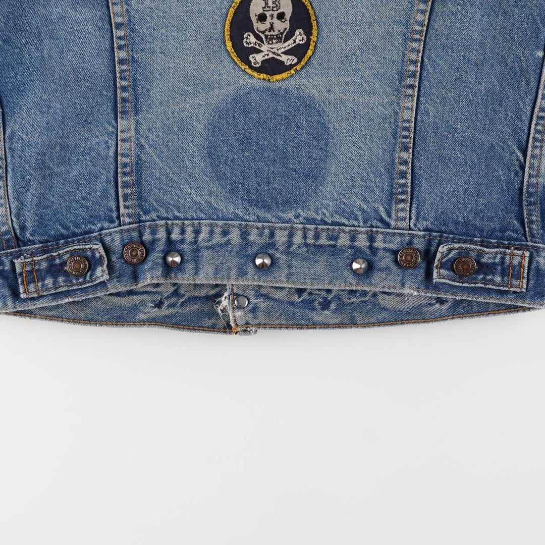 1980'S Levi's 70506-0216 Stars and Stripes Iron Maiden Custom Denim Jacket, Made in USA, Men's Size Small unclear blue type Vintage Second Hand
