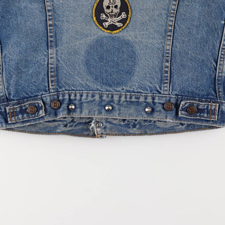 1980'S Levi's 70506-0216 Stars and Stripes Iron Maiden Custom Denim Jacket, Made in USA, Men's Size Small unclear blue type Vintage Second Hand