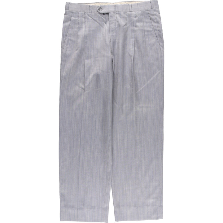 HENRY GRETHEL Striped Pattern Two-Pleated Slacks, Men's, Size W35, Vintage unclear gray type Vintage Second Hand