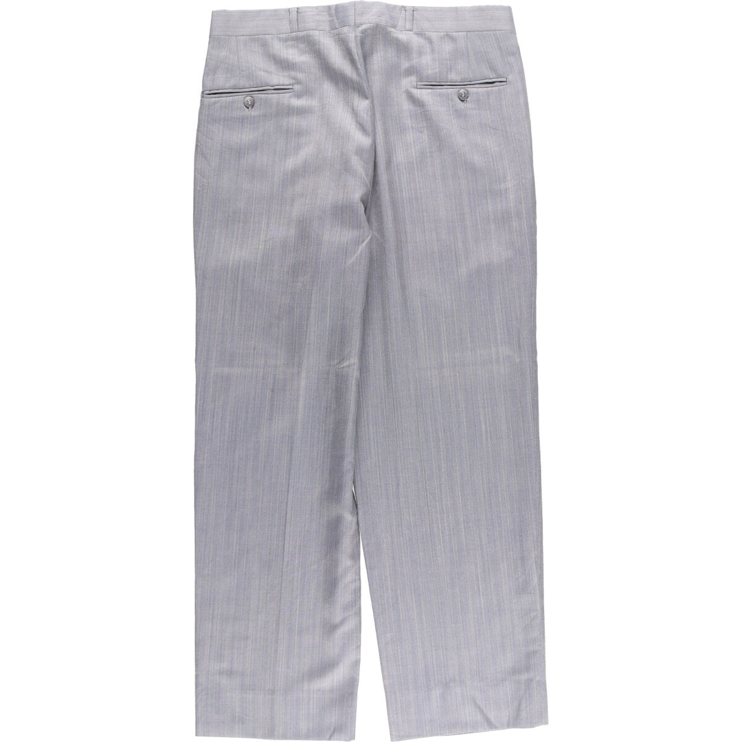 HENRY GRETHEL Striped Pattern Two-Pleated Slacks, Men's, Size W35, Vintage unclear gray type Vintage Second Hand