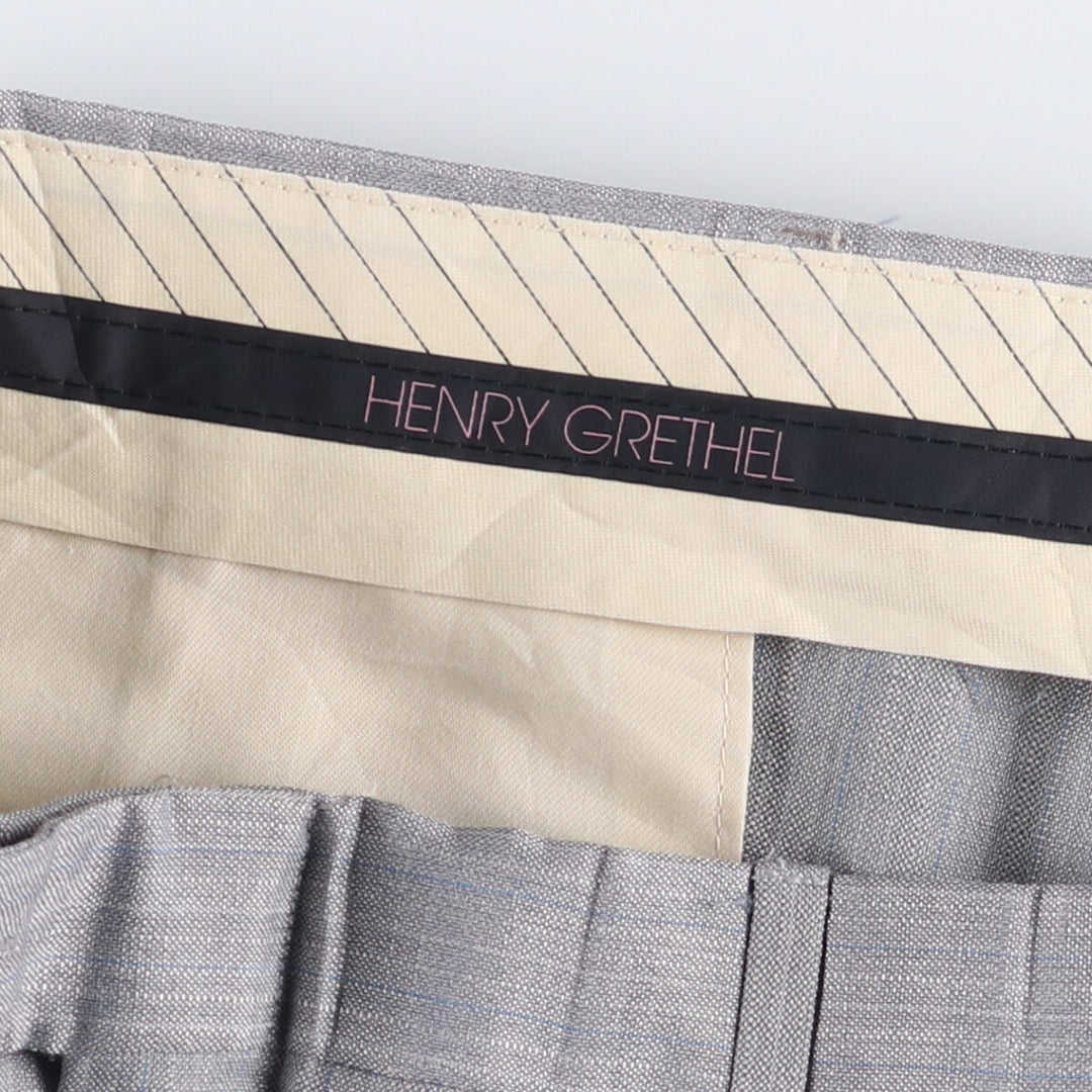 HENRY GRETHEL Striped Pattern Two-Pleated Slacks, Men's, Size W35, Vintage unclear gray type Vintage Second Hand