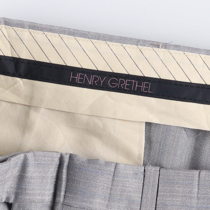 HENRY GRETHEL Striped Pattern Two-Pleated Slacks, Men's, Size W35, Vintage unclear gray type Vintage Second Hand