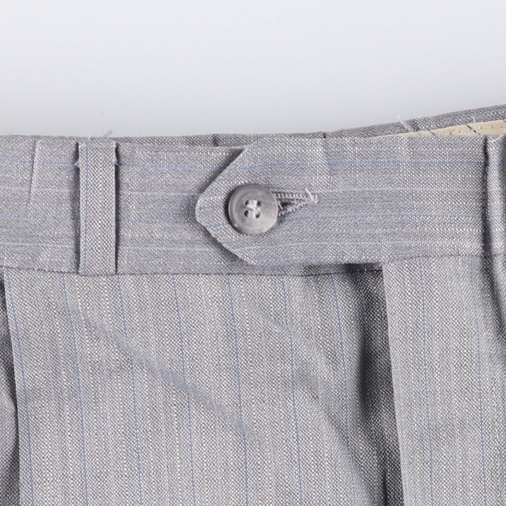 HENRY GRETHEL Striped Pattern Two-Pleated Slacks, Men's, Size W35, Vintage unclear gray type Vintage Second Hand