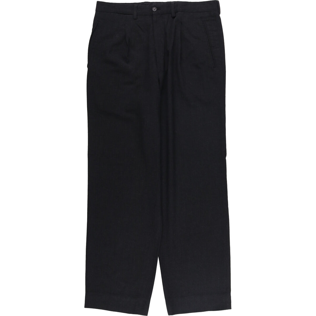 One-tuck slacks pants for men, equivalent to W34 unclear black type Vintage Second Hand