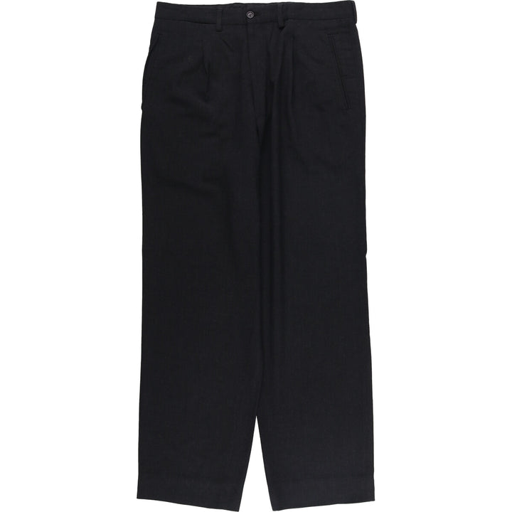 One-tuck slacks pants for men, equivalent to W34 unclear black type Vintage Second Hand