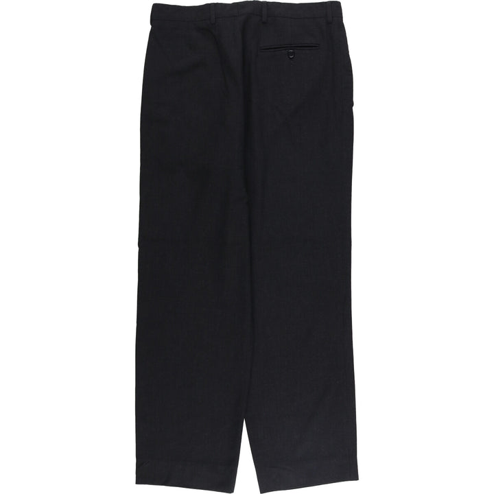 One-tuck slacks pants for men, equivalent to W34 unclear black type Vintage Second Hand