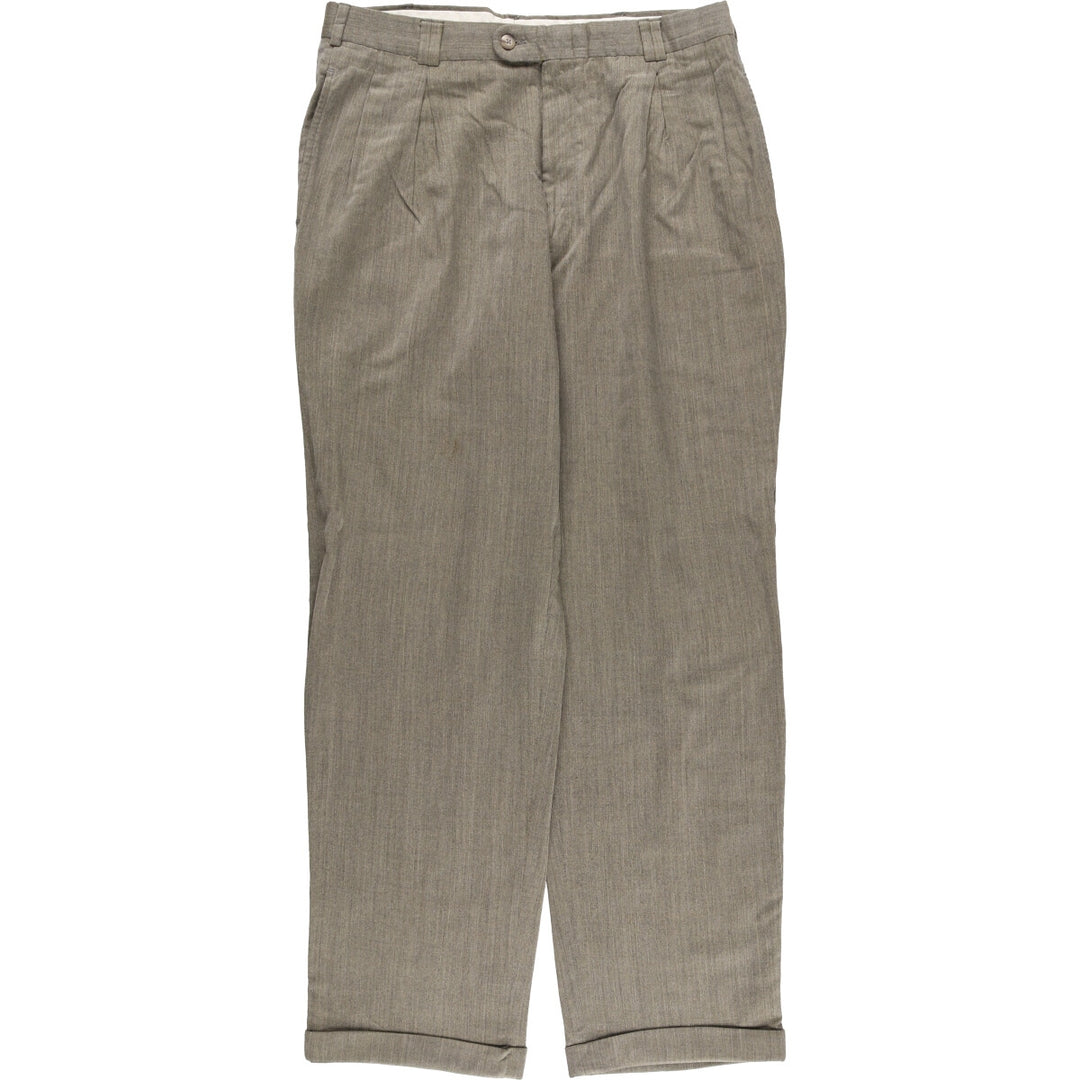 Perry Ellis Three-Tuck Slacks, Men's, Size W34 unclear gray type Vintage Second Hand