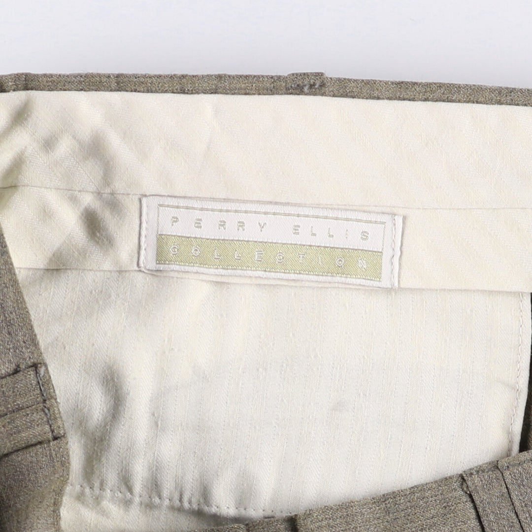 Perry Ellis Three-Tuck Slacks, Men's, Size W34 unclear gray type Vintage Second Hand