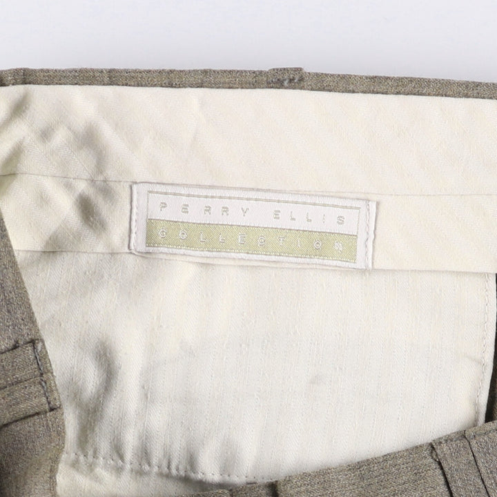 Perry Ellis Three-Tuck Slacks, Men's, Size W34 unclear gray type Vintage Second Hand