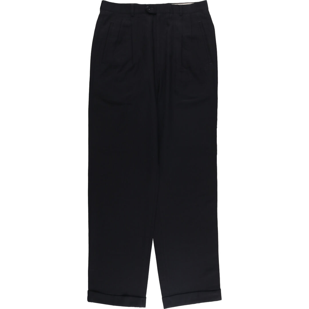BACHRACH Two-pleat Slacks, Made in Italy, Men's, Size W33 unclear black type Vintage Second Hand