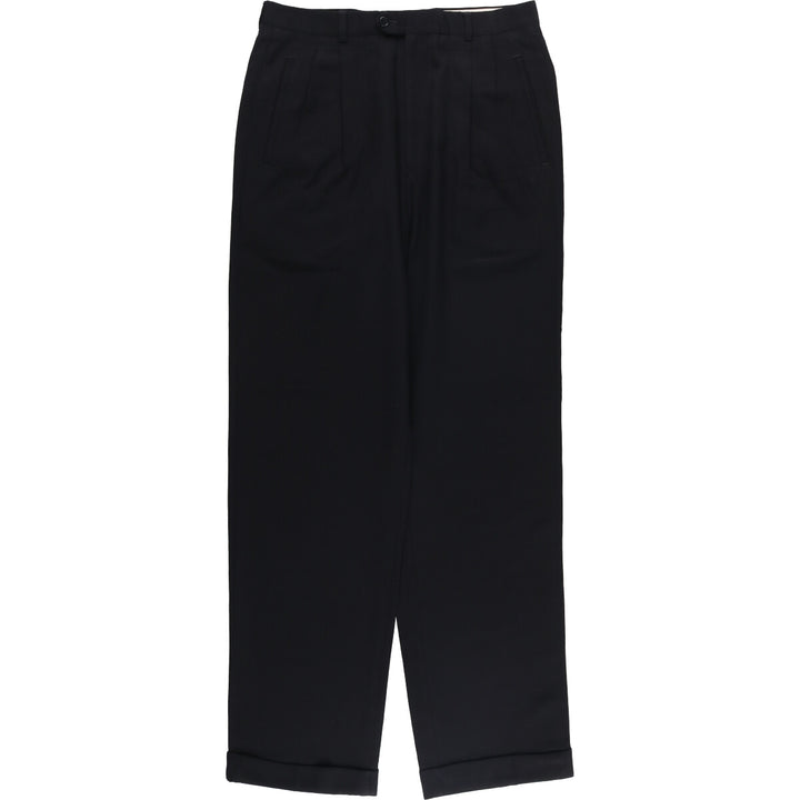 BACHRACH Two-pleat Slacks, Made in Italy, Men's, Size W33 unclear black type Vintage Second Hand