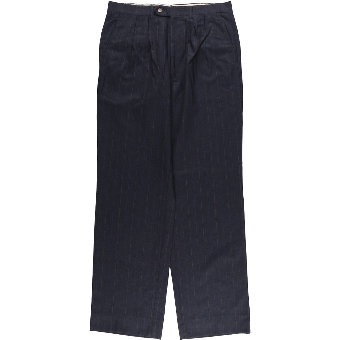 Stripe Pattern Two-pleat Slacks Pants Men's W33 unclear gray type Vintage Second Hand