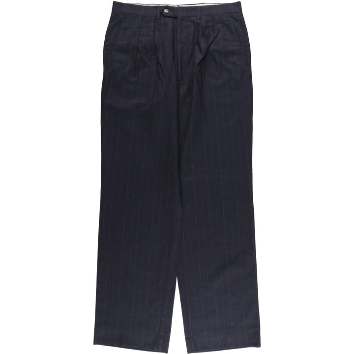 Stripe Pattern Two-pleat Slacks Pants Men's W33 unclear gray type Vintage Second Hand