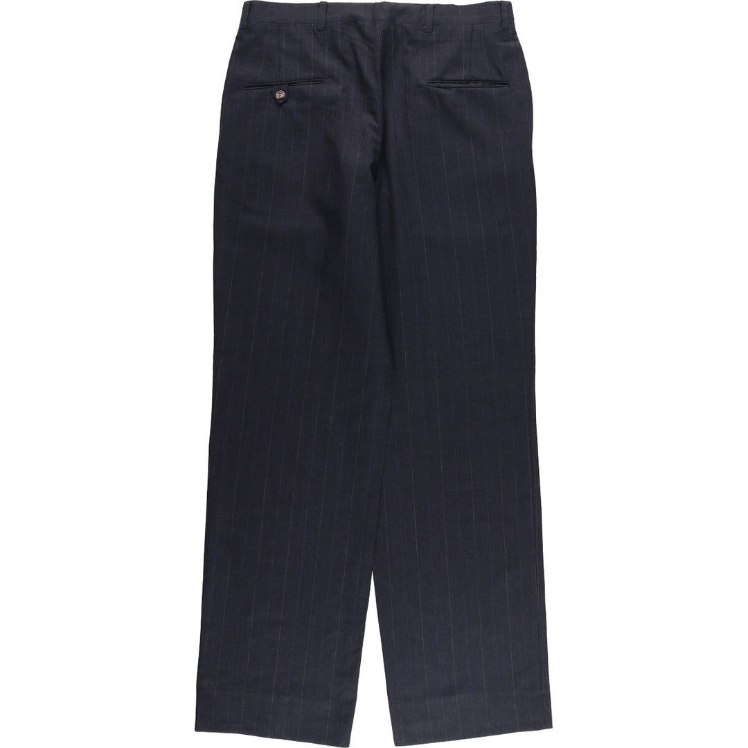 Stripe Pattern Two-pleat Slacks Pants Men's W33 unclear gray type Vintage Second Hand