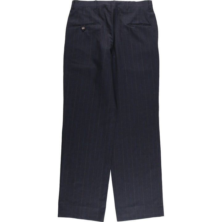 Stripe Pattern Two-pleat Slacks Pants Men's W33 unclear gray type Vintage Second Hand