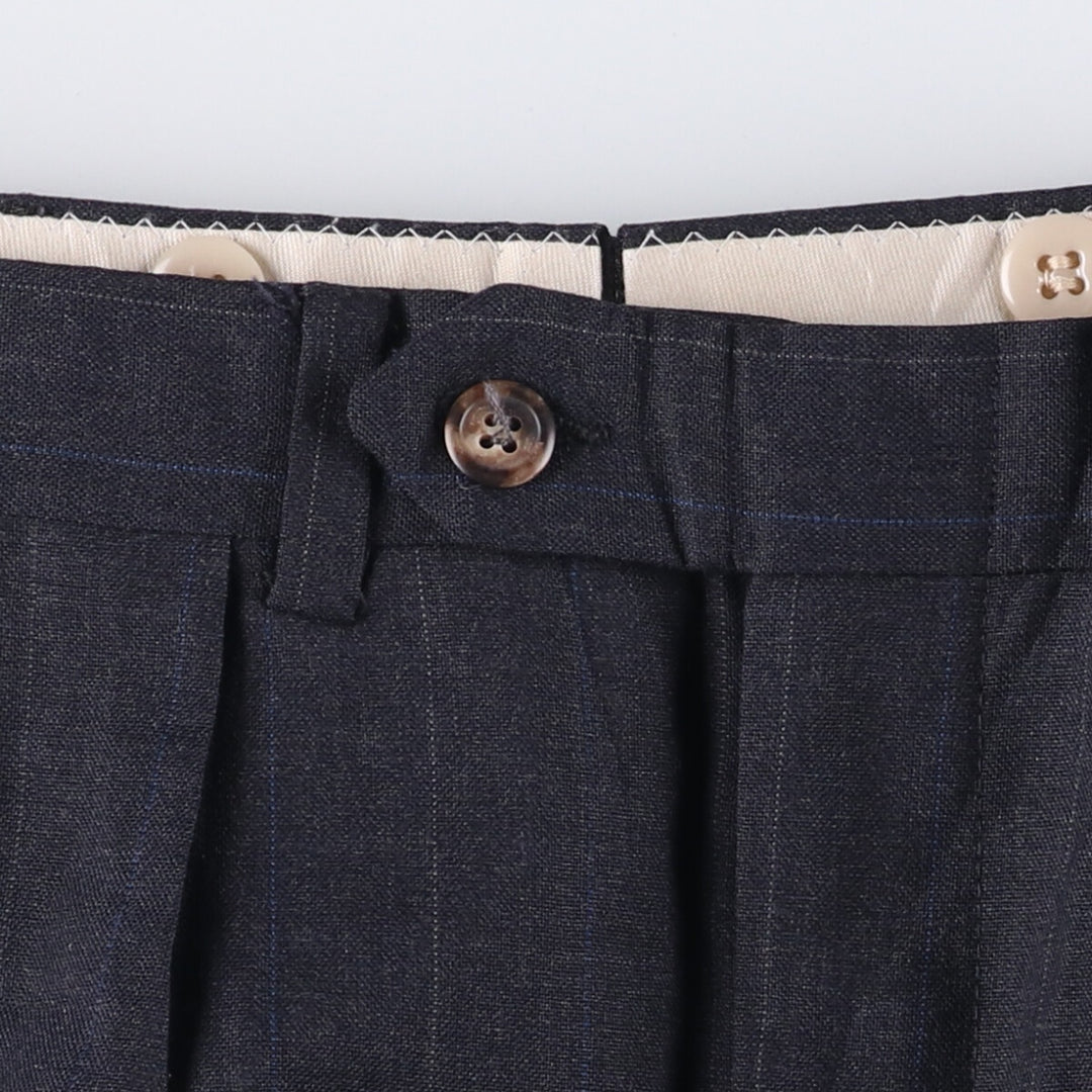Stripe Pattern Two-pleat Slacks Pants Men's W33 unclear gray type Vintage Second Hand