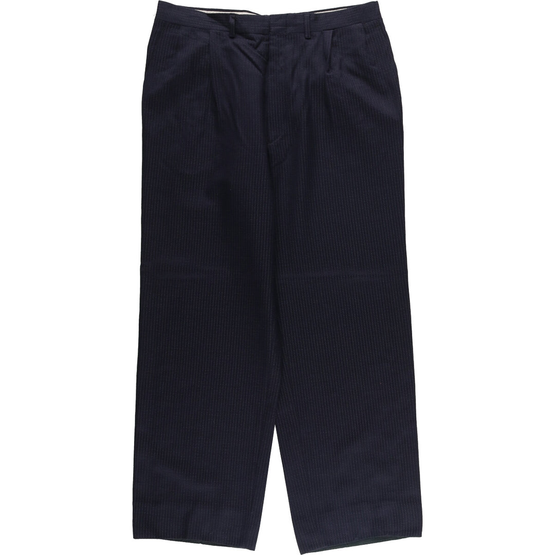 PIETRO PERETTI All-Over Print Two-Pleated Wool Pants, Men's Size 34 wool navy blue type Vintage Second Hand