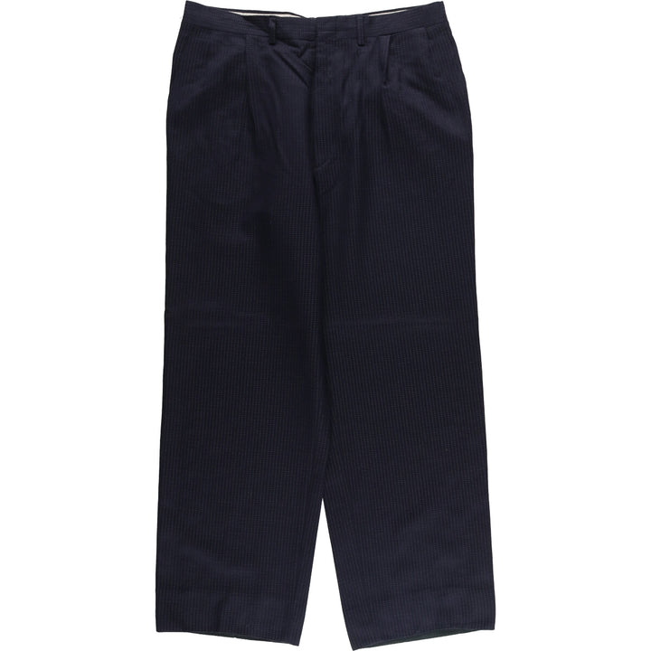 PIETRO PERETTI All-Over Print Two-Pleated Wool Pants, Men's Size 34 wool navy blue type Vintage Second Hand