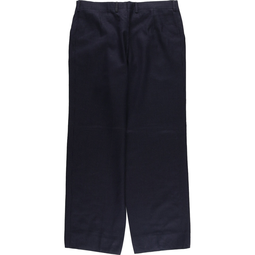 PIETRO PERETTI All-Over Print Two-Pleated Wool Pants, Men's Size 34 wool navy blue type Vintage Second Hand