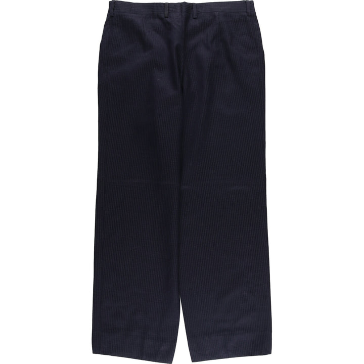 PIETRO PERETTI All-Over Print Two-Pleated Wool Pants, Men's Size 34 wool navy blue type Vintage Second Hand