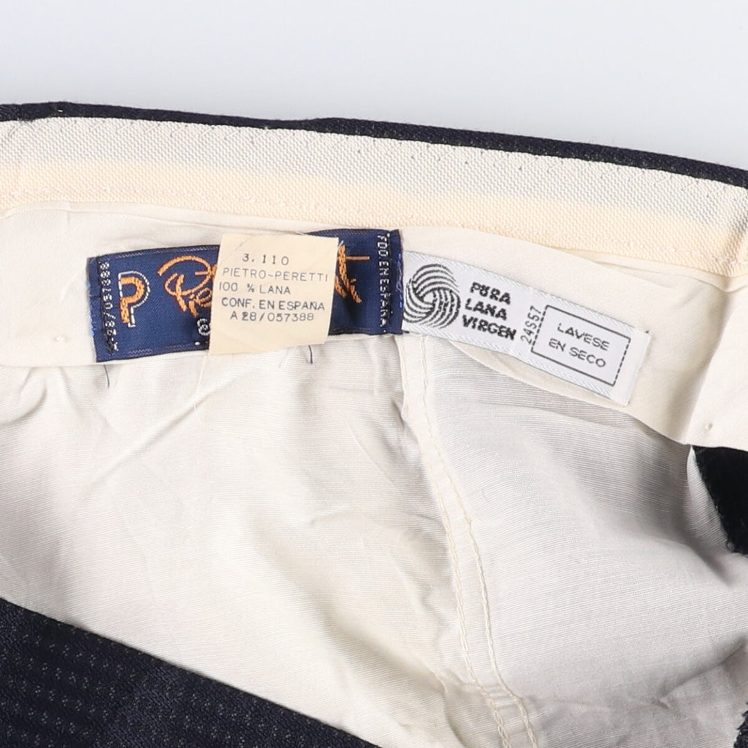 PIETRO PERETTI All-Over Print Two-Pleated Wool Pants, Men's Size 34 wool navy blue type Vintage Second Hand