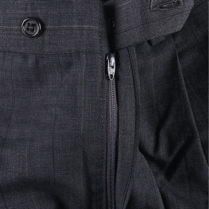 Stripe Pattern Two-pleat Slacks Pants Men's W33 unclear gray type Vintage Second Hand