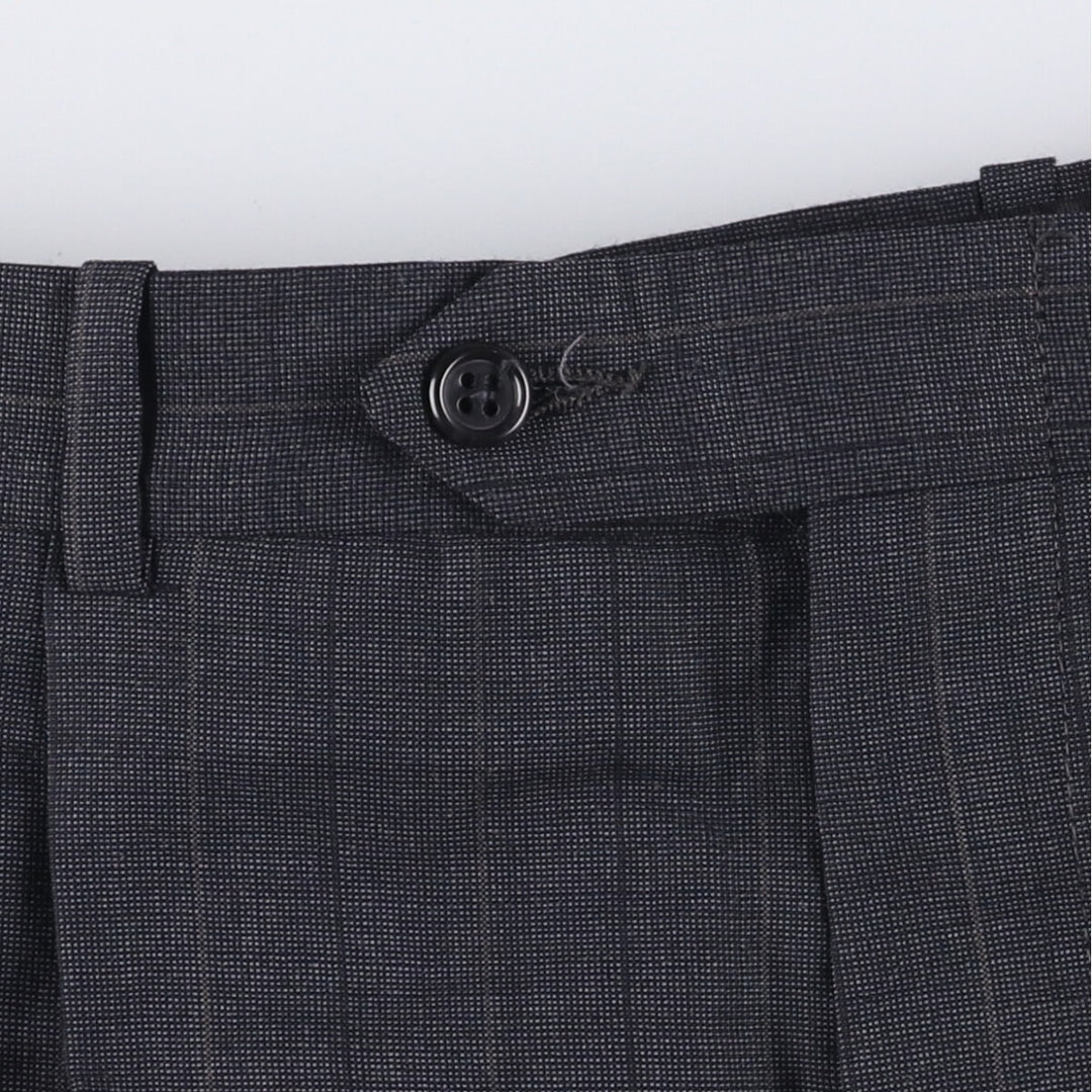 Stripe Pattern Two-pleat Slacks Pants Men's W33 unclear gray type Vintage Second Hand