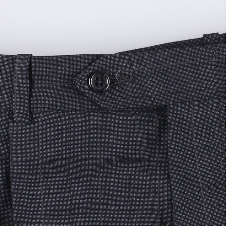 Stripe Pattern Two-pleat Slacks Pants Men's W33 unclear gray type Vintage Second Hand