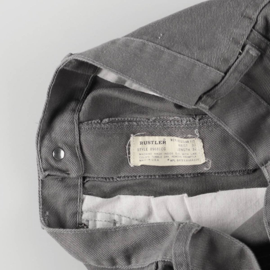 Vintage 1980'S Rustler Men's Regular Fit Straight Denim Pants, Made in USA, Size W29 unclear gray type Vintage Second Hand