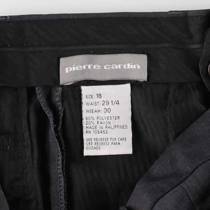 Pierre Cardin Two-pleat Slacks, Women's Size L (W29) polyester Charcoal Vintage Second Hand