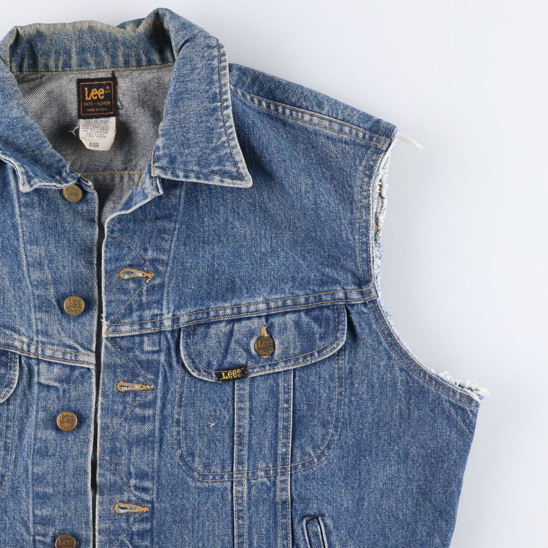 Vintage 90'S Lee Riders cut-off denim vest, made in the USA, size L, men's cotton blue type Vintage Second Hand