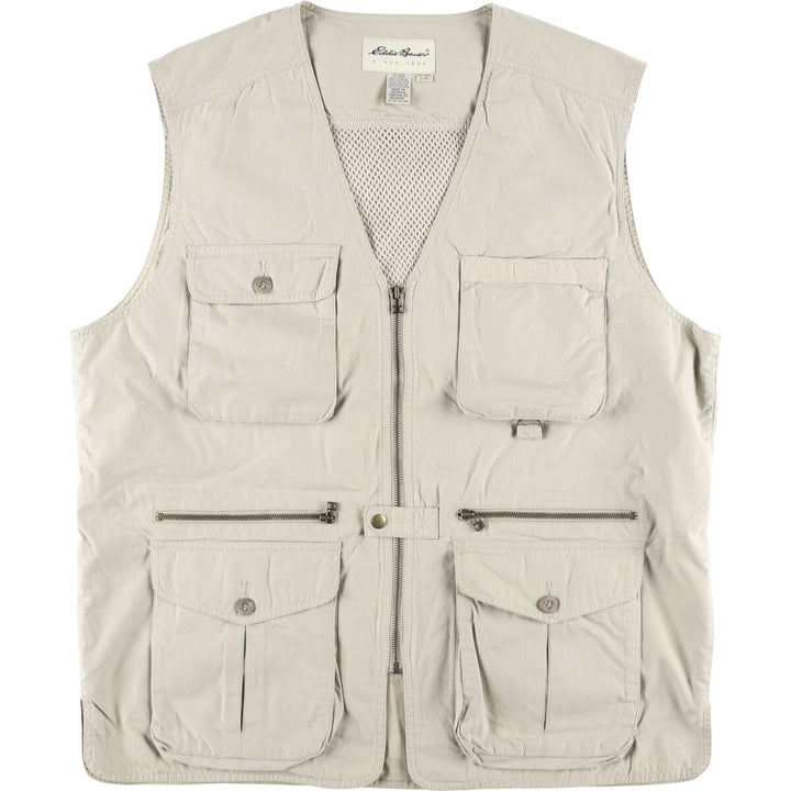 Eddie Bauer Hunting Vest, Men's Size L cotton Beige type Vintage Second Hand