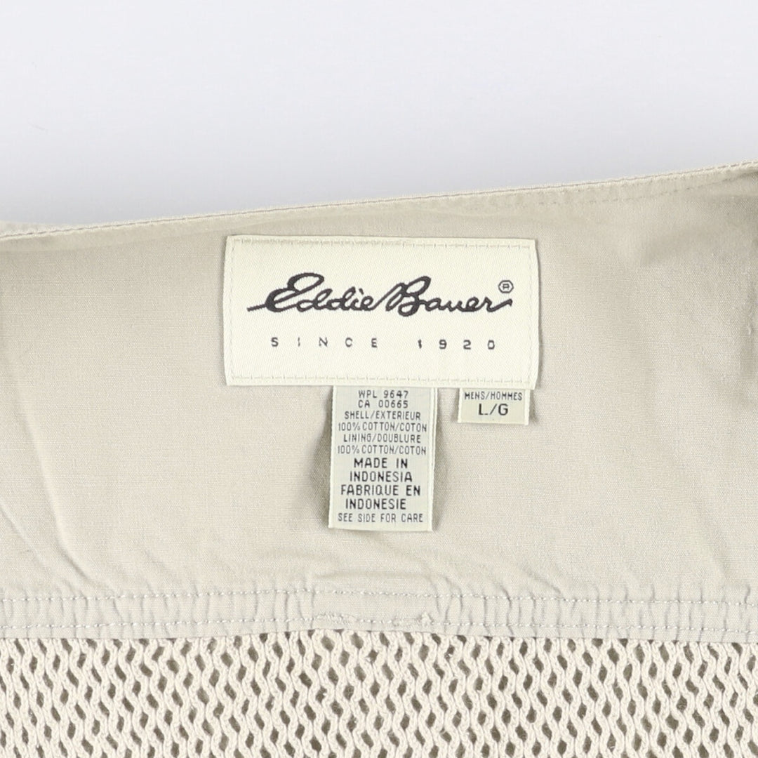 Eddie Bauer Hunting Vest, Men's Size L cotton Beige type Vintage Second Hand